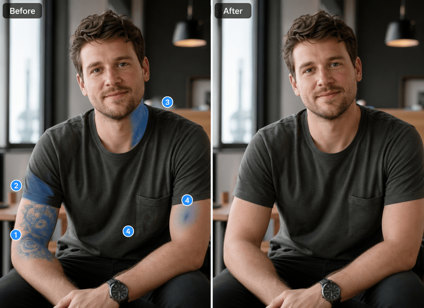 Retouch sensitive details naturally