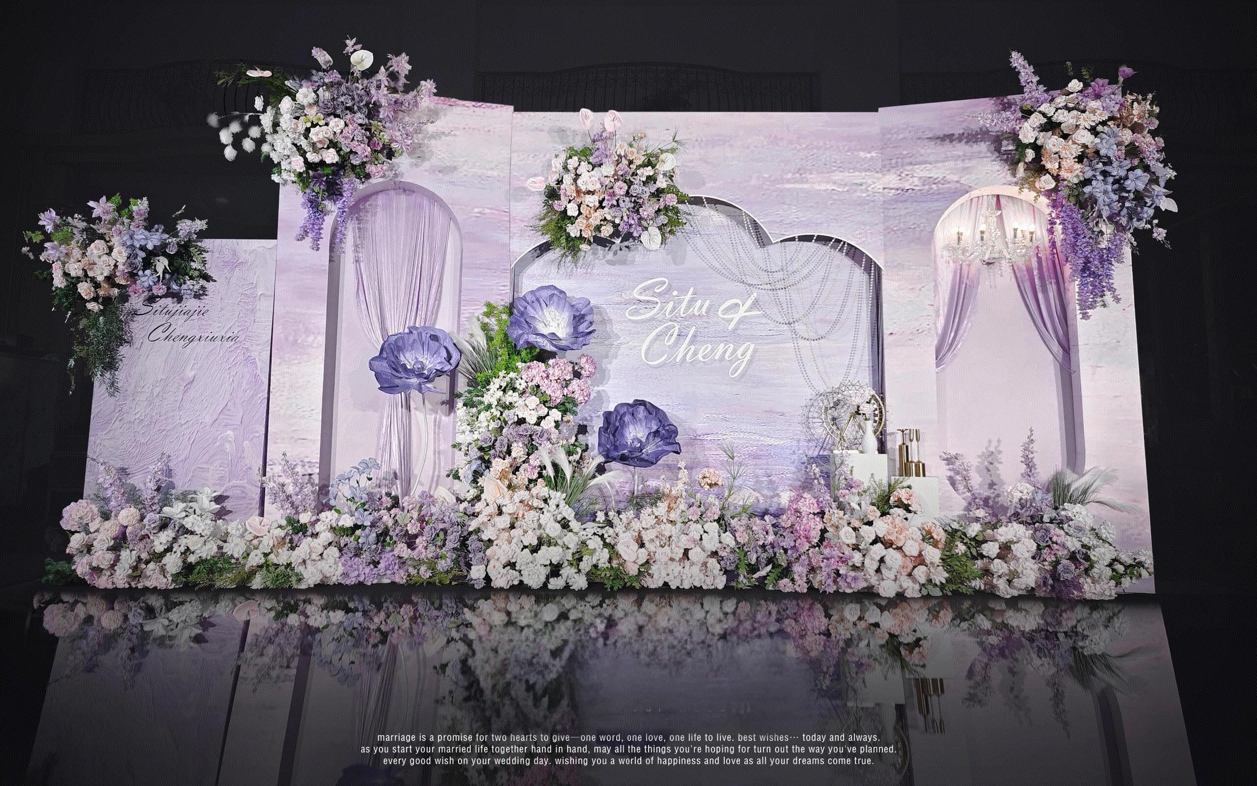 夢(mèng)幻莫奈花園風(fēng)紫色婚禮