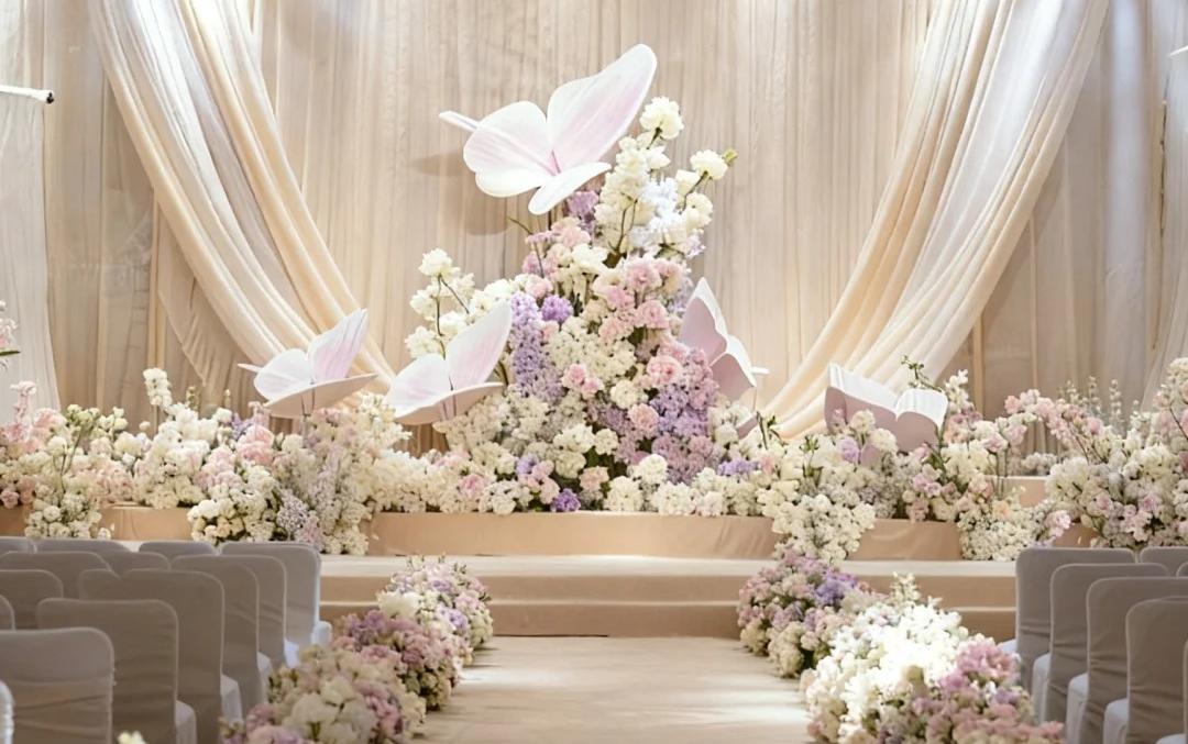 喜橙婚礼|粉金布幔水晶婚礼