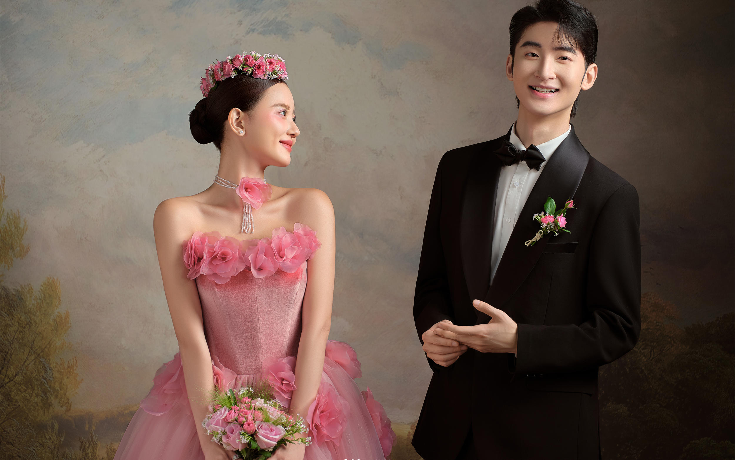 甜妹本命！花神降临法式油画婚纱照美晕！