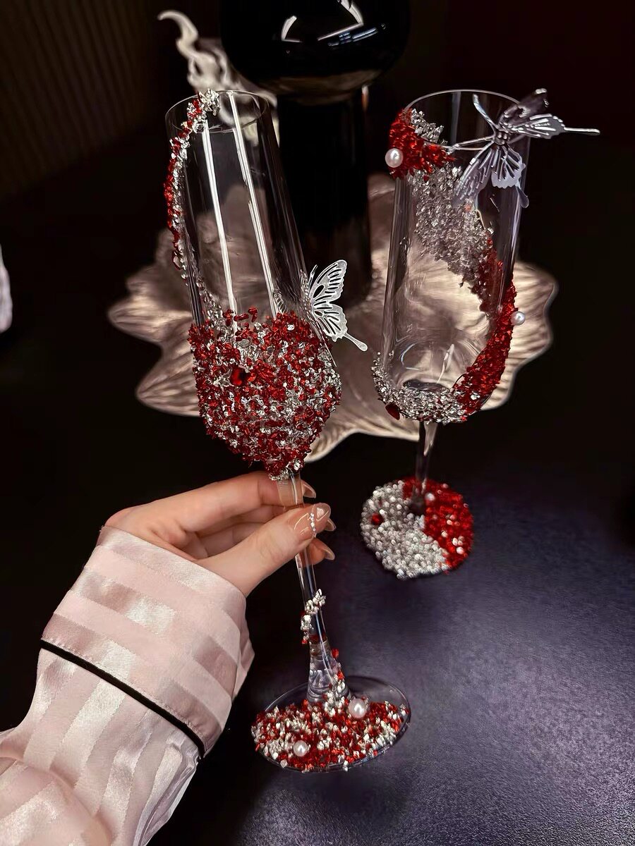 敬酒杯diy一对婚礼礼盒结婚材料包高级感香槟杯新娘婚庆订婚礼物