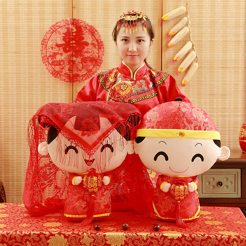 压床娃娃陪嫁娃娃小扁喜婚房布置