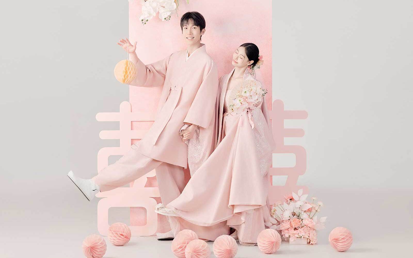 高甜來(lái)襲??粉嘟嘟的漢服婚紗照太乖啦