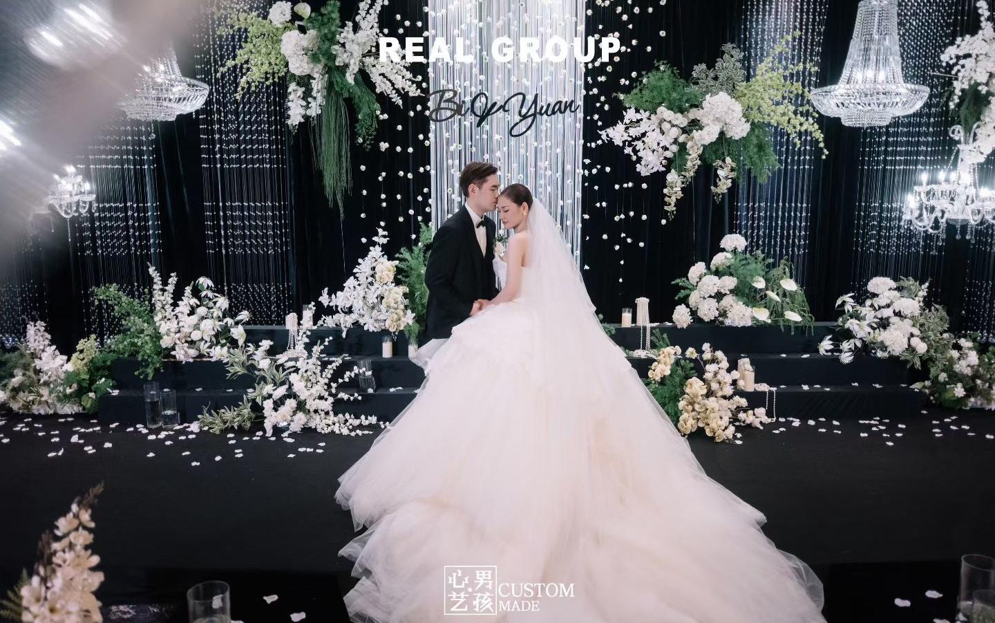 威尼斯得月酒店國宴廳白綠色水晶婚禮