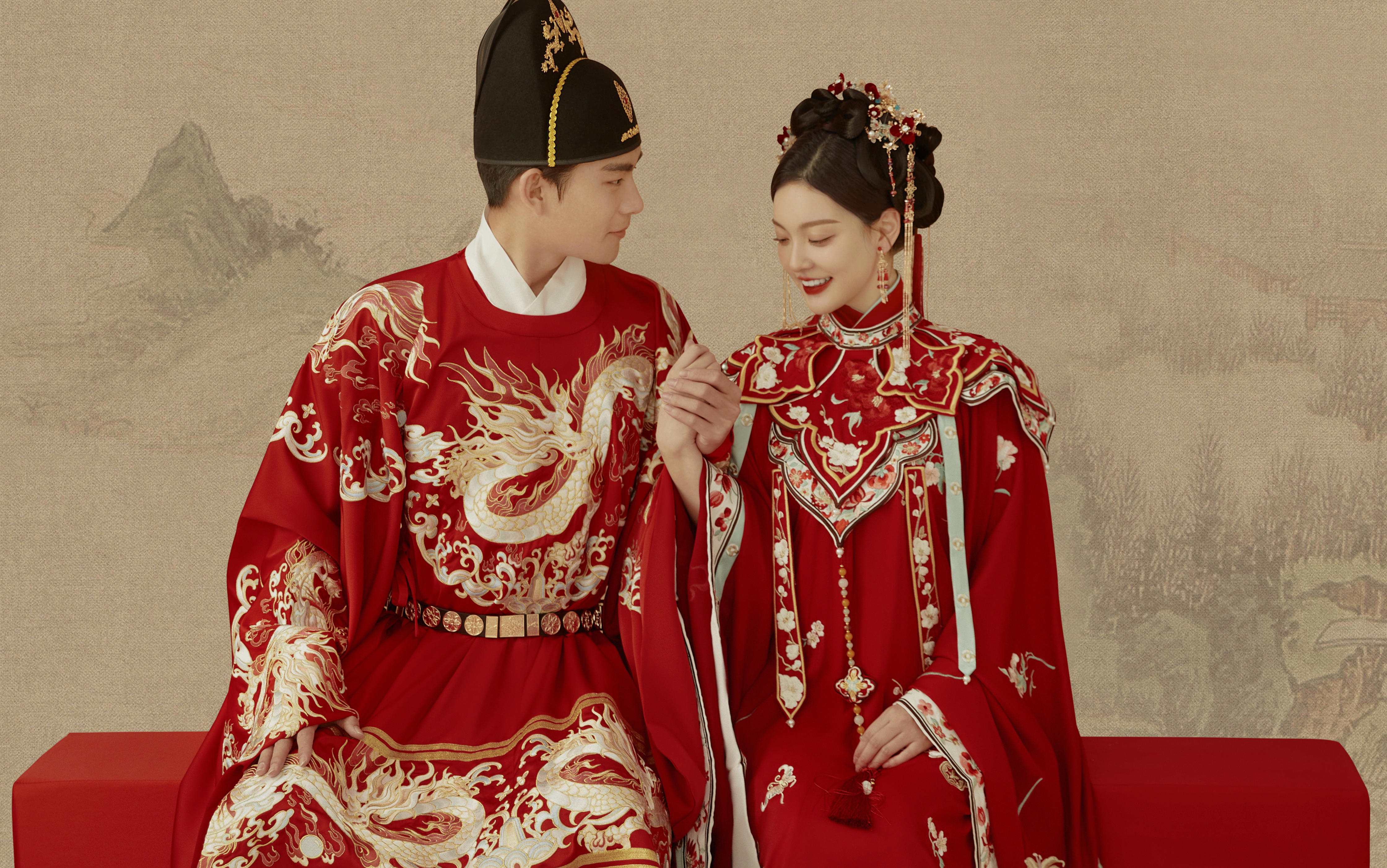 【工笔画婚照】执手步入画卷，共写你们的爱情传奇