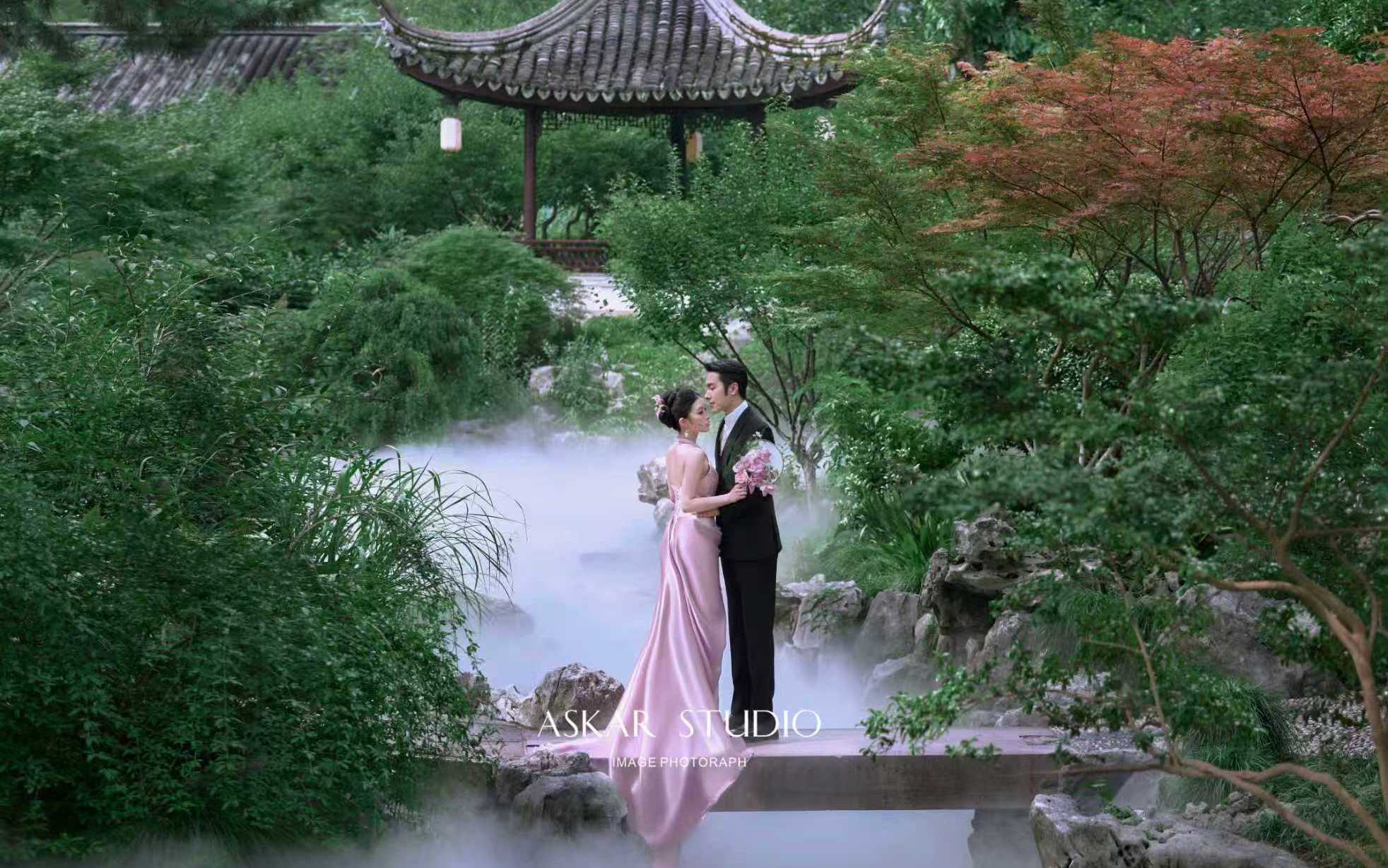 愛慘了粉色新中式??園林婚紗照美出新高度