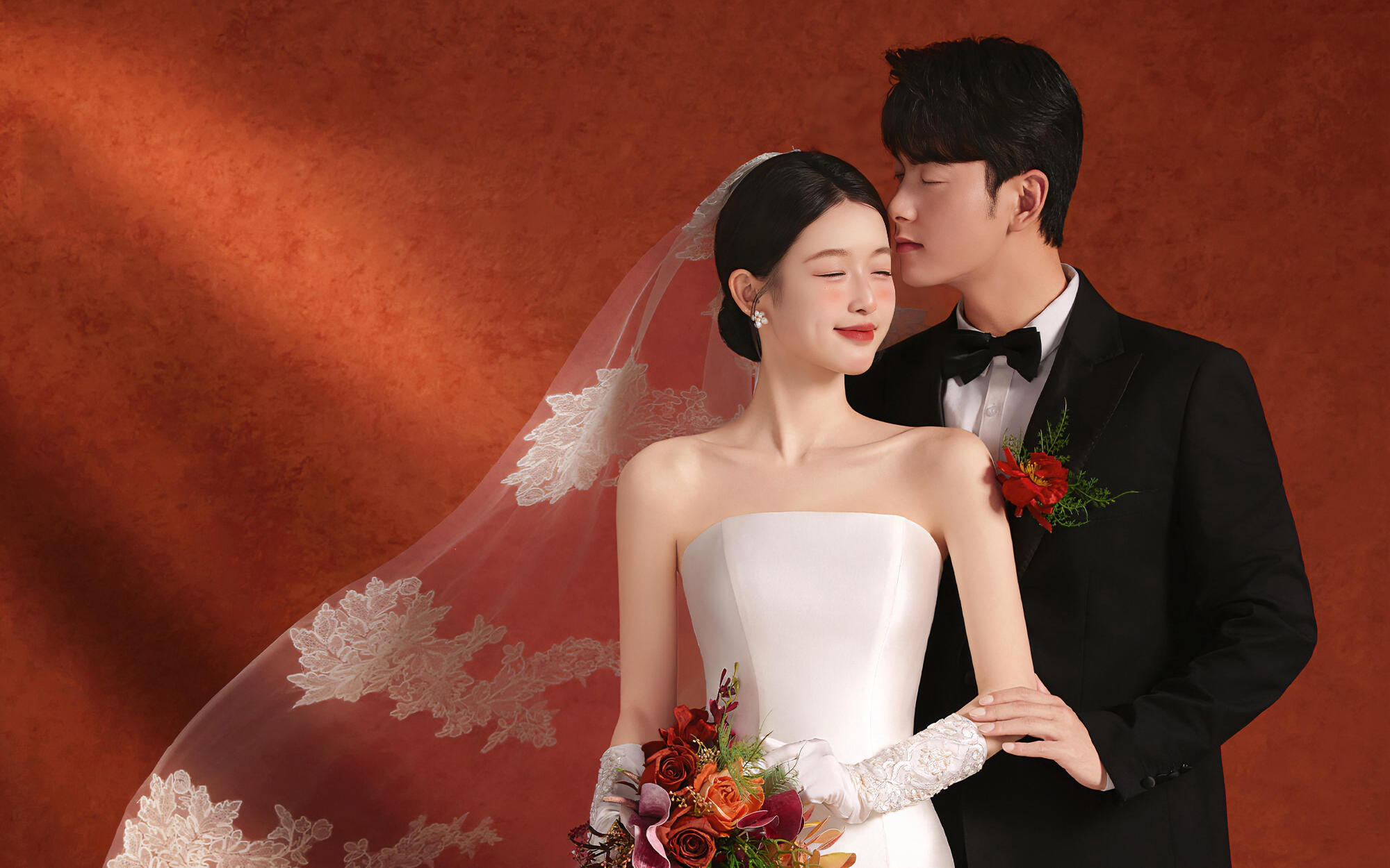 复古红法式大片