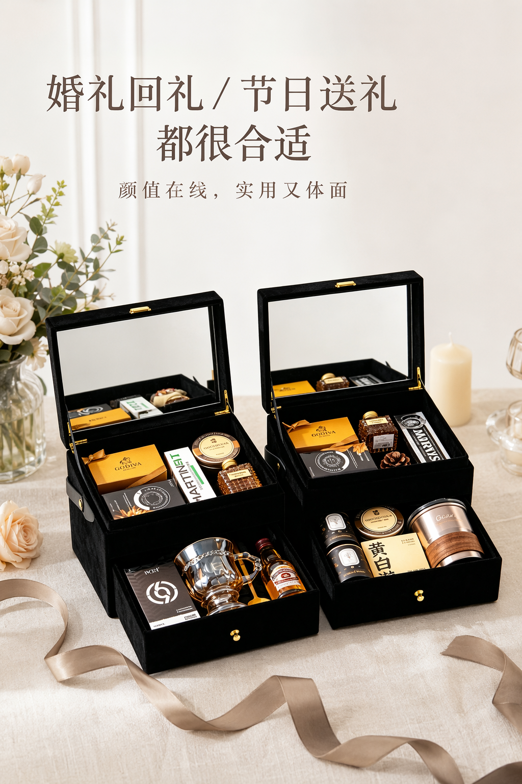  双层丝绒系列  送伴郎黑色经典伴手礼