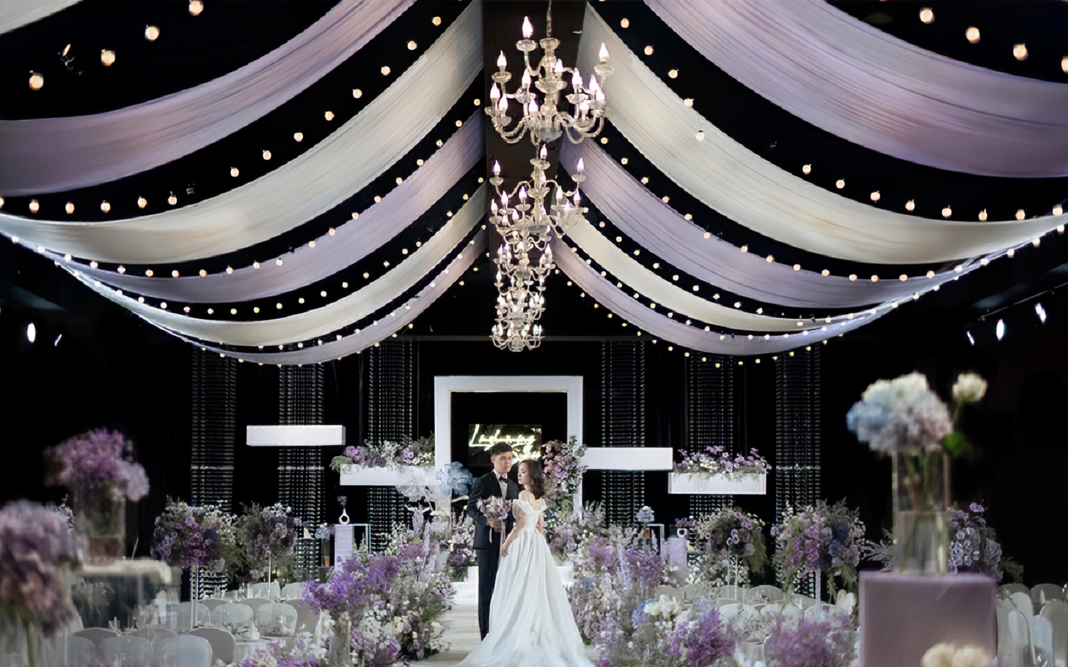 白紫色水晶韩系婚礼