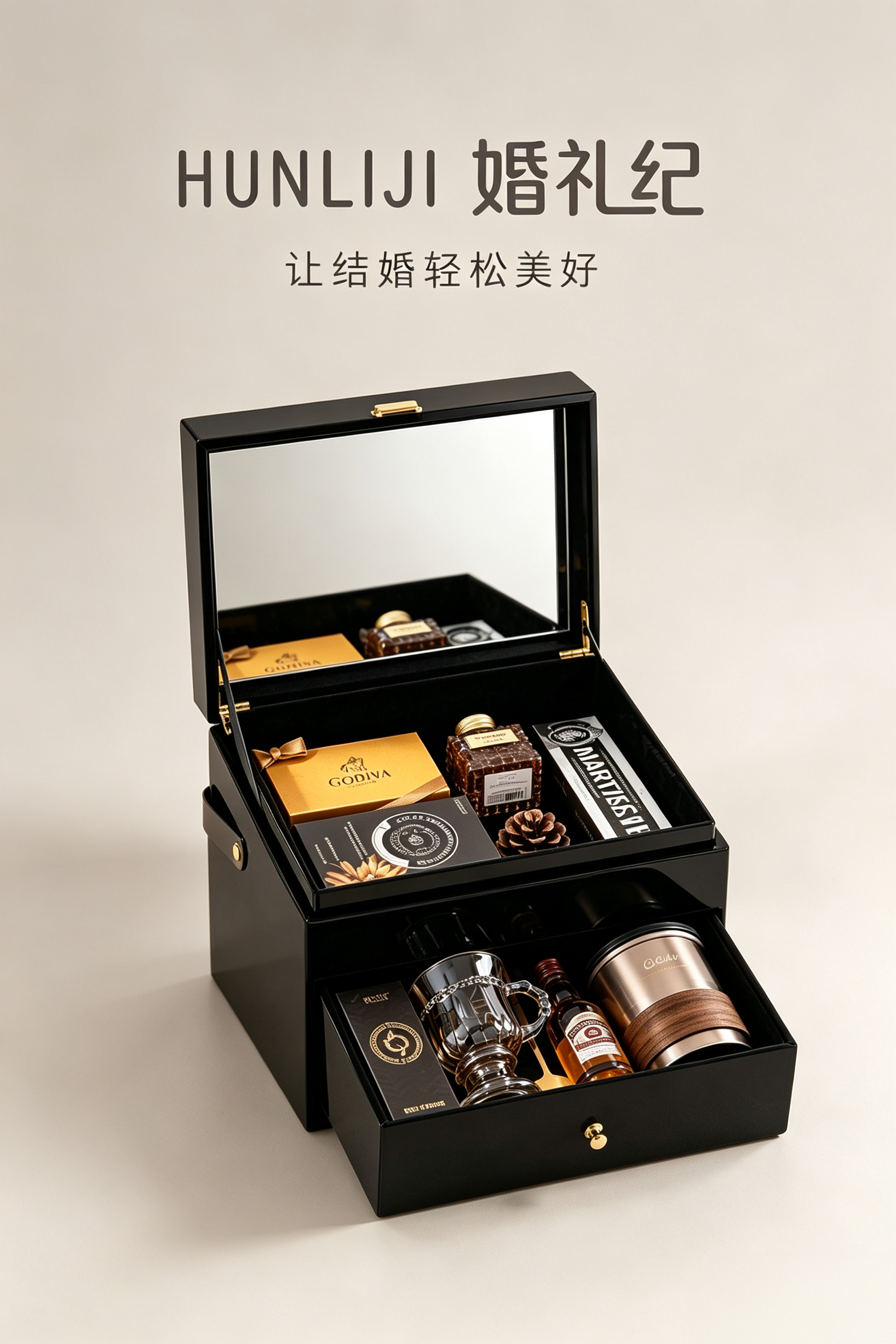  双层丝绒系列  送伴郎黑色经典伴手礼