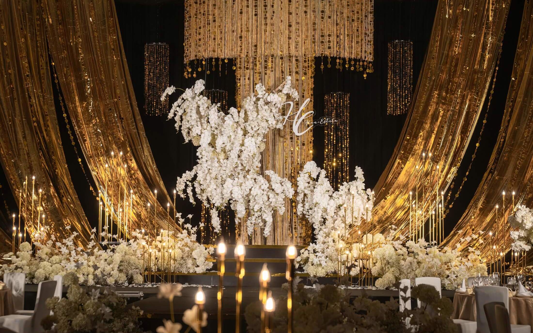 黑金亮片复古老钱风婚礼