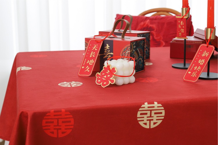 红色桌布结婚订婚宴摆台布桌垫装饰布置茶几盖布