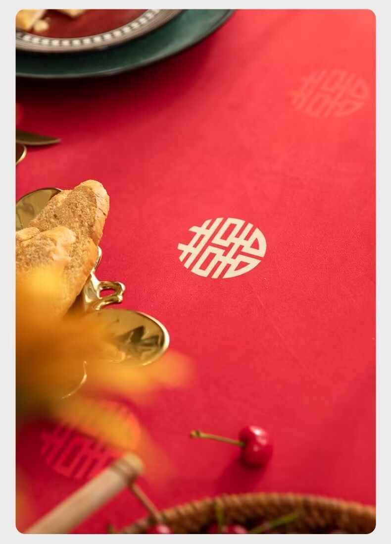 多尺寸 桌布结婚红布餐桌茶几长方形台布盖布婚庆