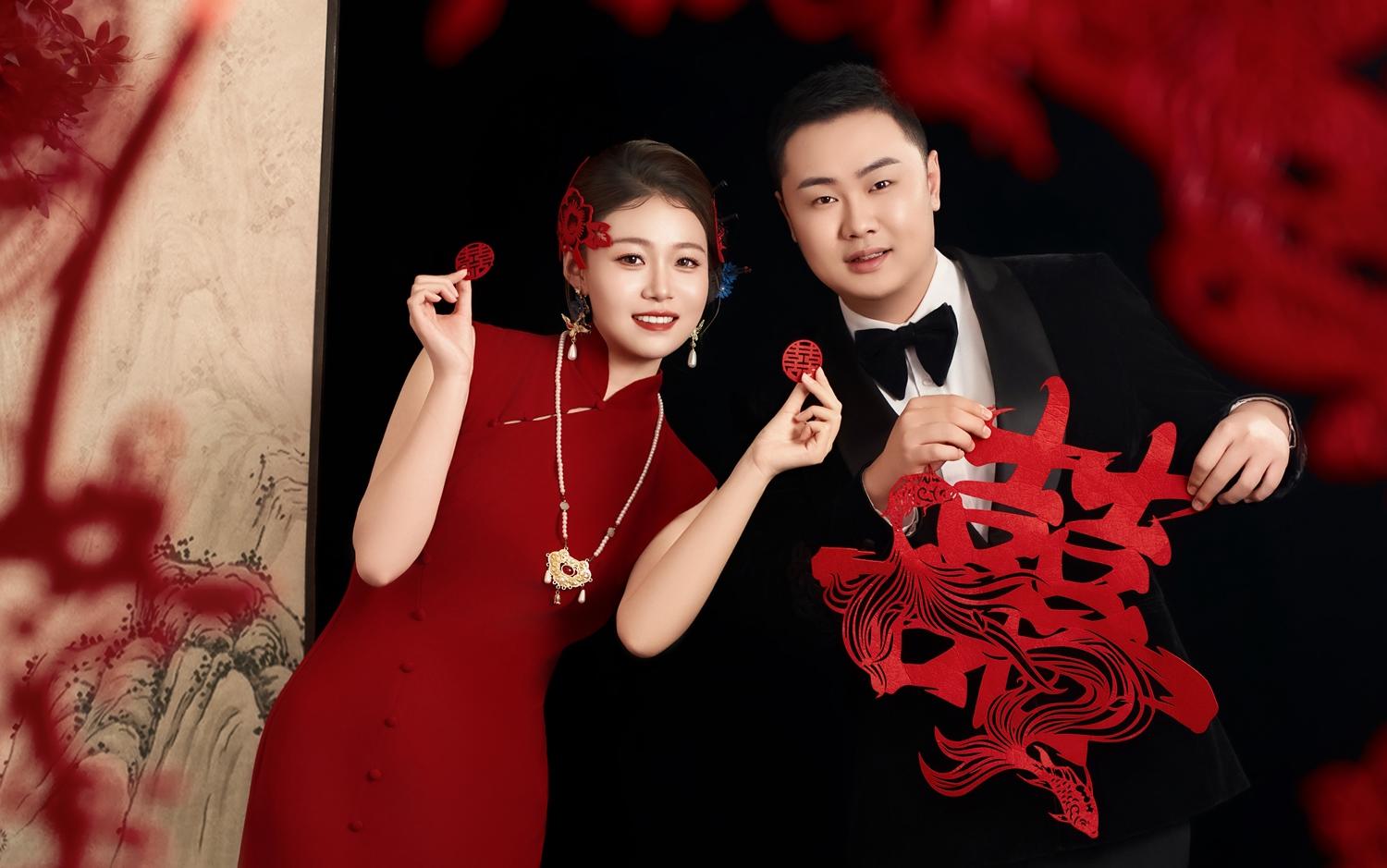 我的中式旗袍婚纱照，把中国红穿在身🏮