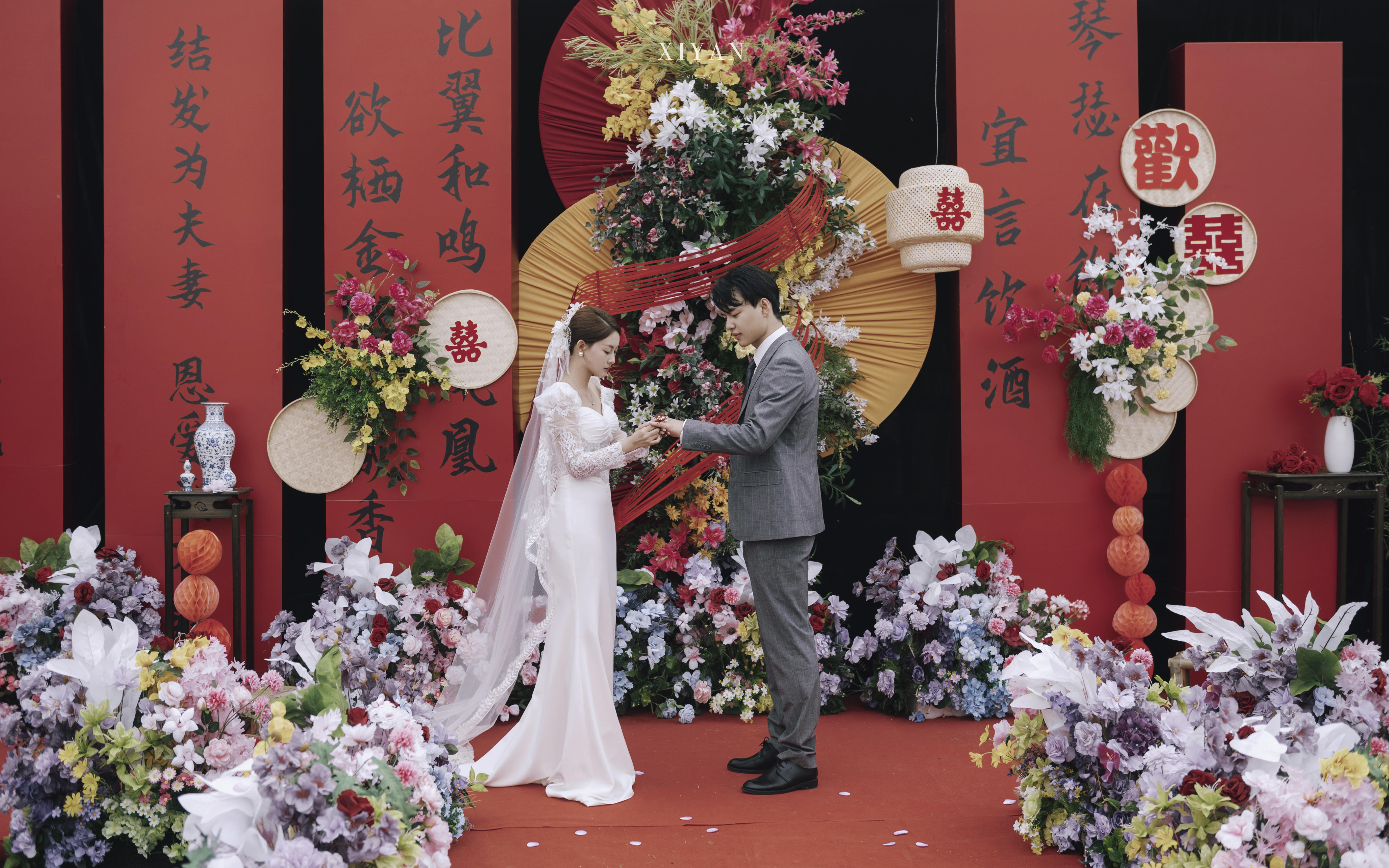 精致红色系庭院婚礼