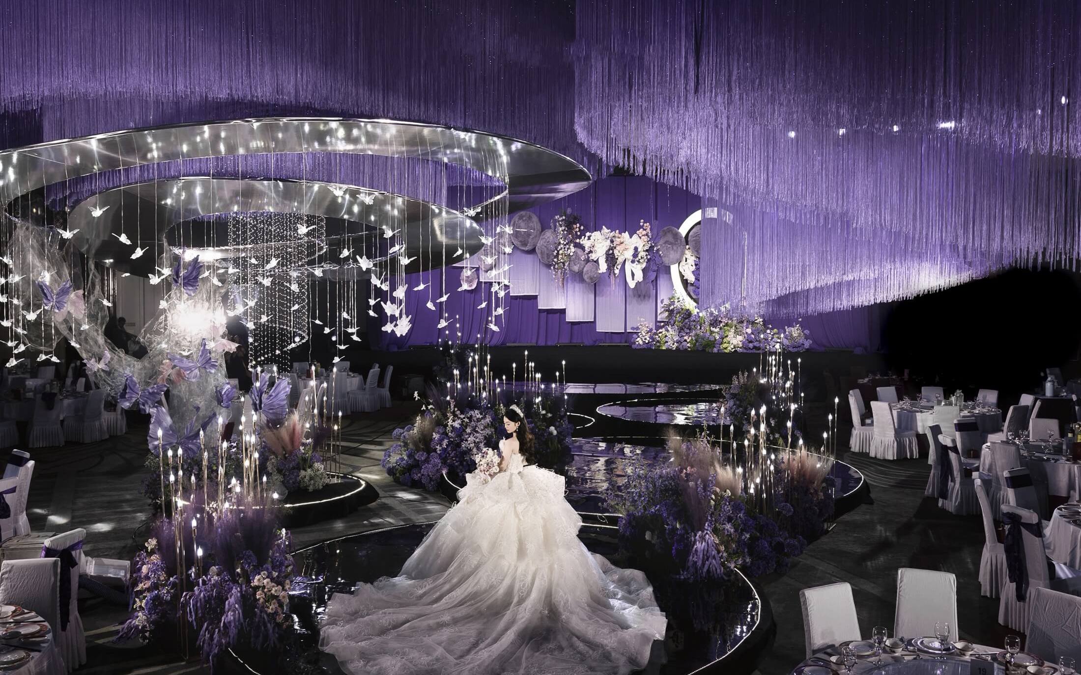 【JANPU匠谱】紫色高级线帘吊顶婚礼