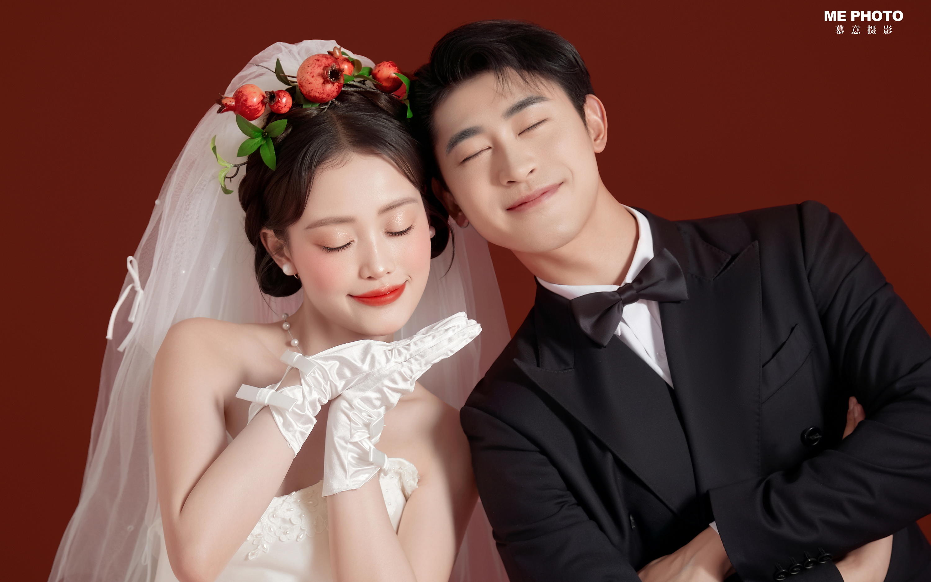 红底喜嫁婚纱照