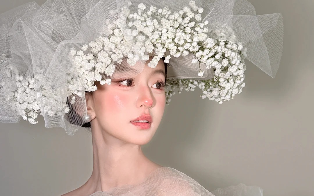 超好看的簪花婚纱照造型