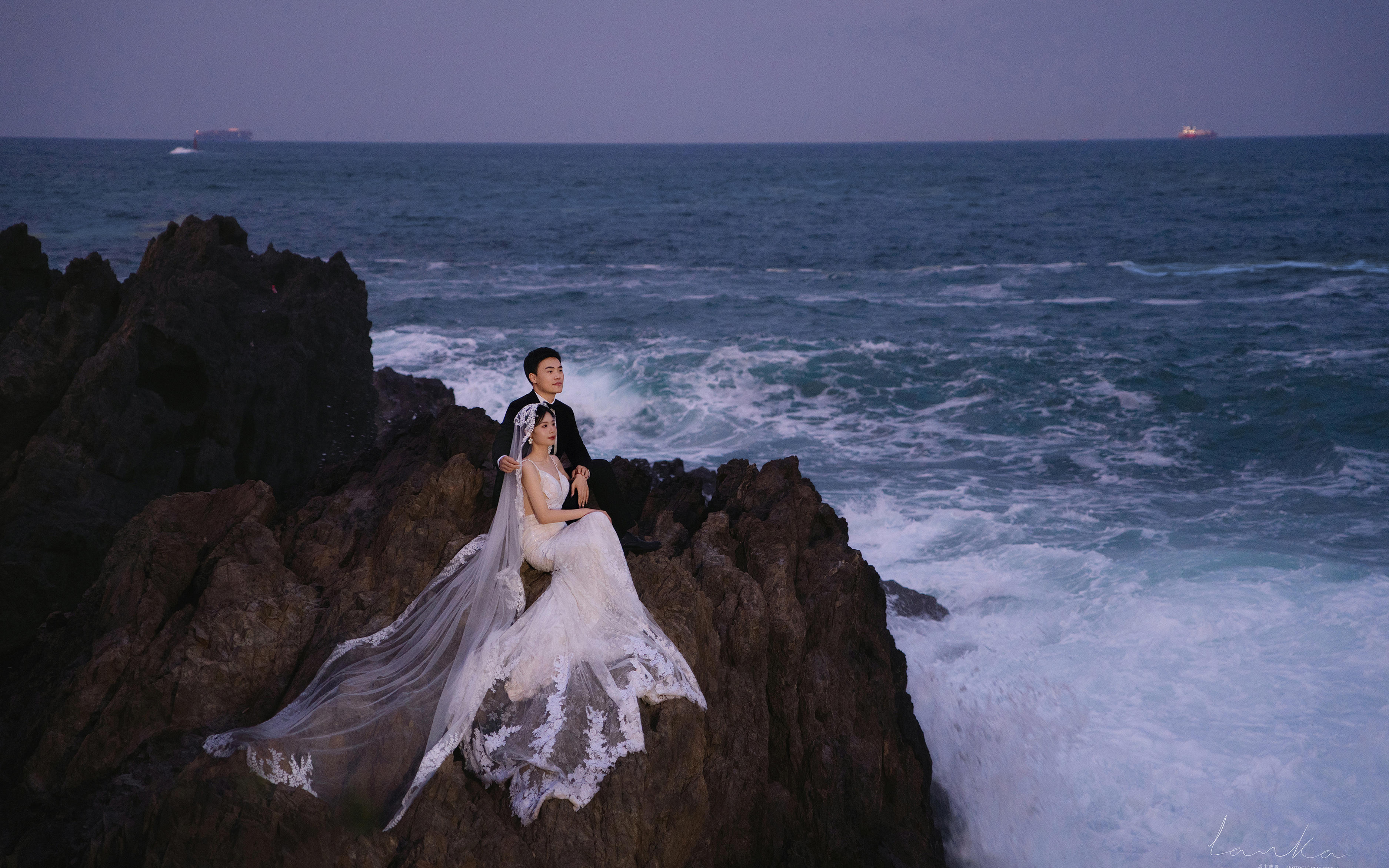 【嵐卡映像】夕陽礁石婚紗照