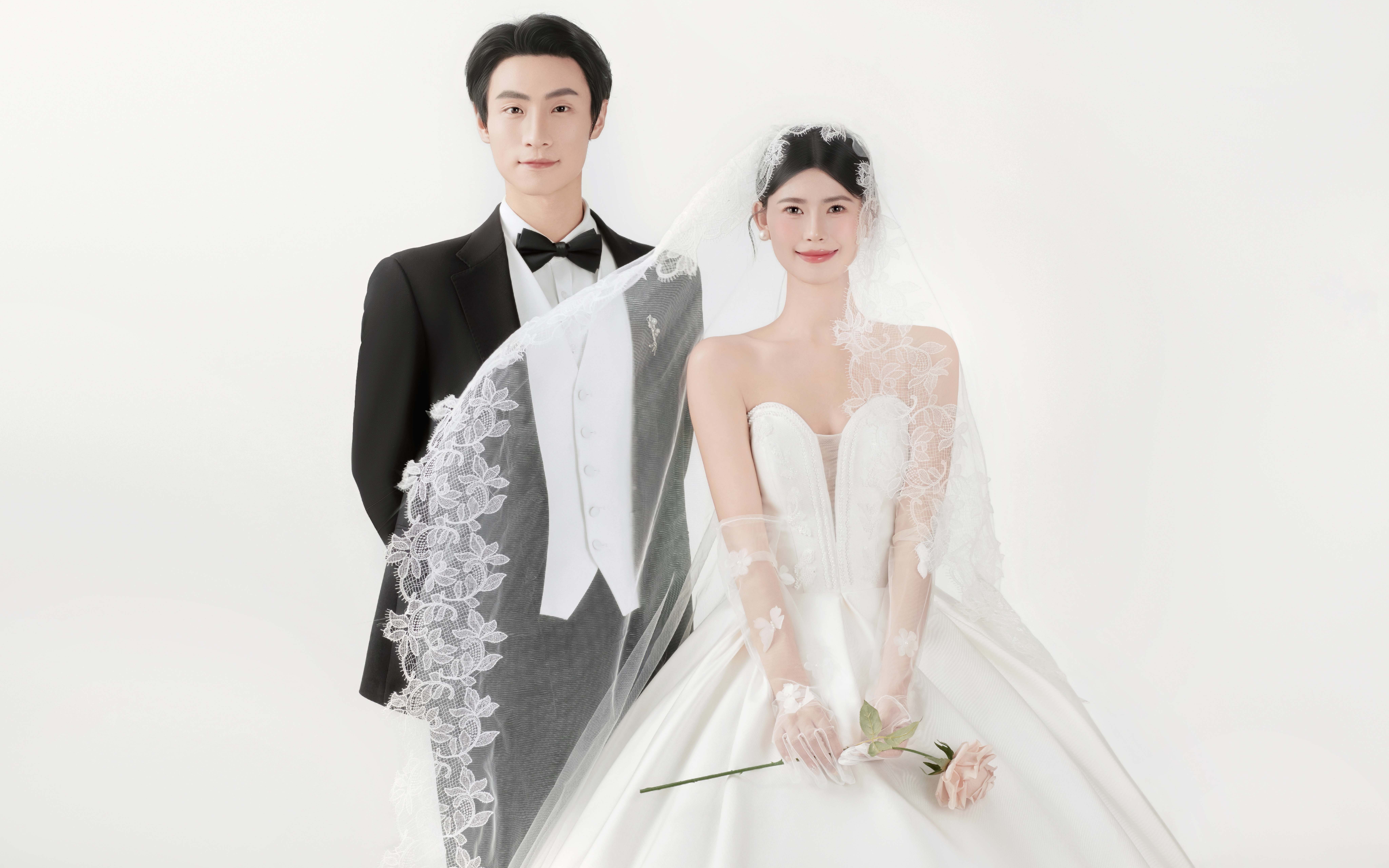 干净极简室内婚纱照 温柔又高级