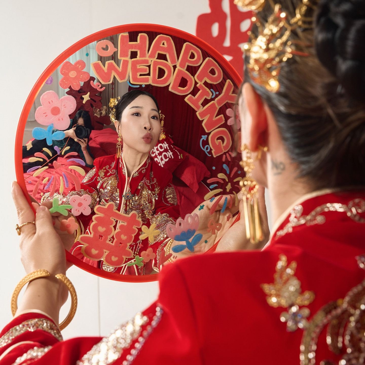 结婚搞怪哈哈镜 凹凸镜面婚礼拍照摆件道具