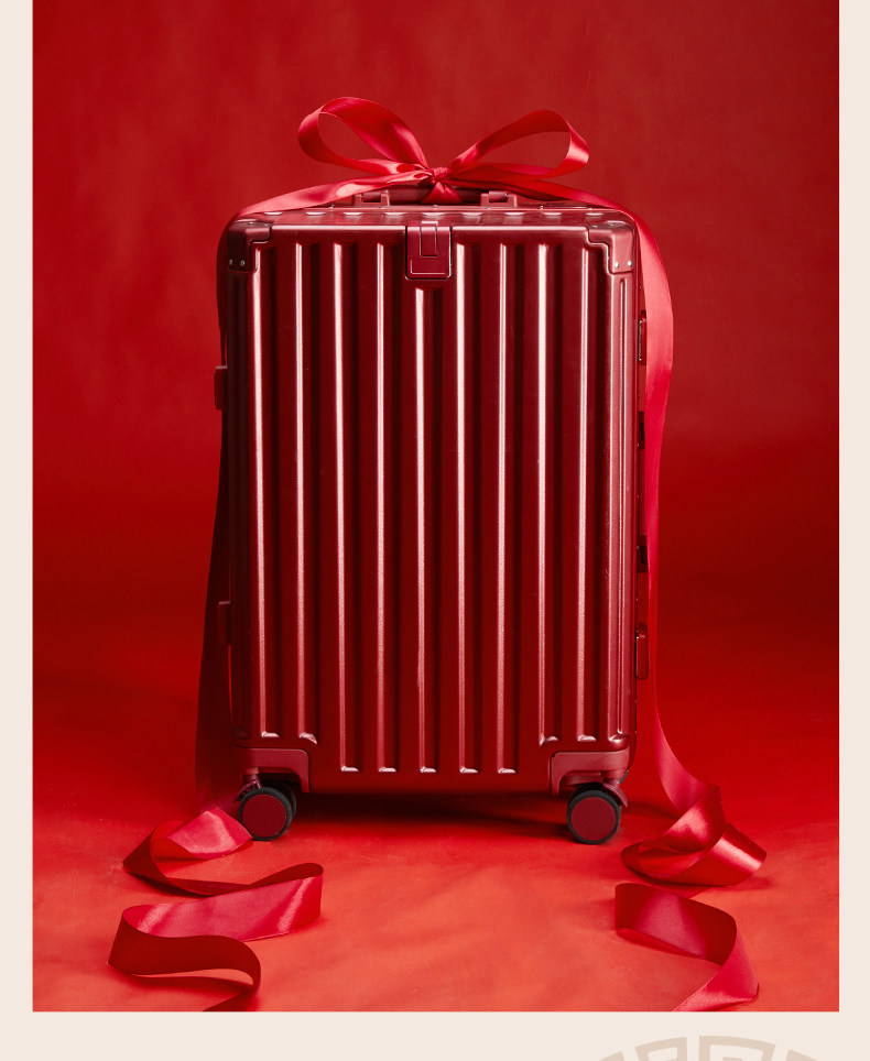 橡膠輪 紅色行李箱陪嫁箱新娘嫁妝 A08鋁框