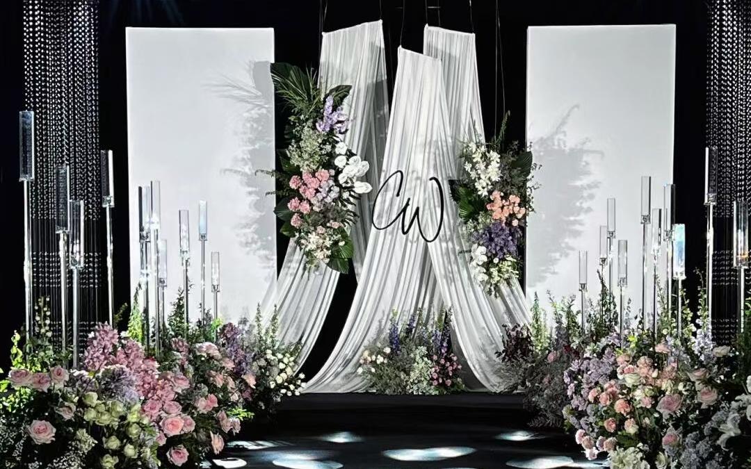 水晶白色布幔高级感韩系婚礼