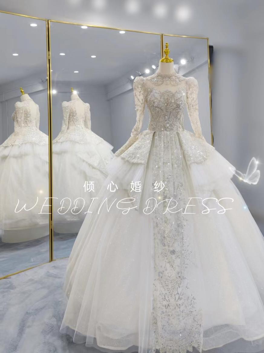 倾心|宫廷法式高级长袖主婚纱