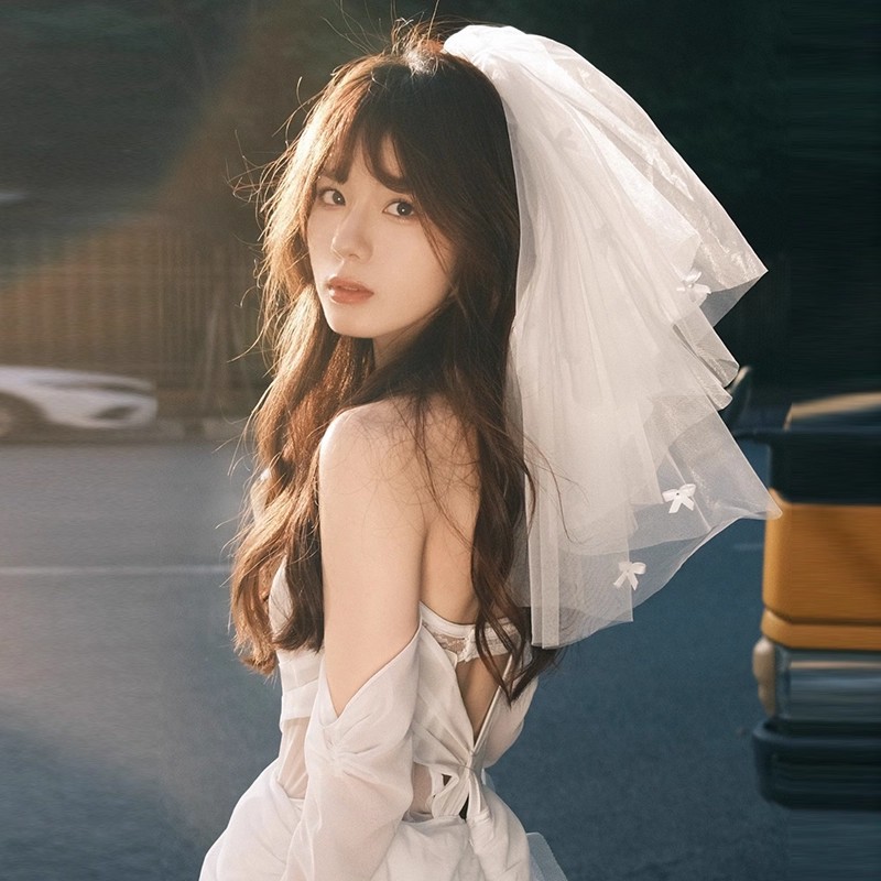 新款白色頭紗多層紗結(jié)婚領(lǐng)證拍照神器60-150cm