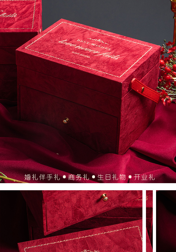 絲絨雙層伴手禮 結(jié)婚化妝鏡送閨蜜小眾實(shí)用姐妹團(tuán)雙層手提禮盒