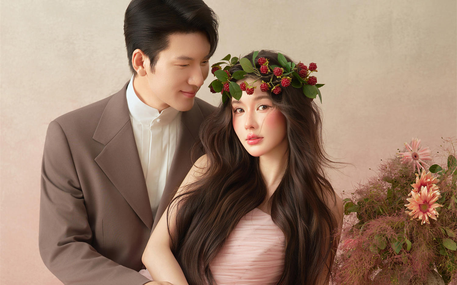 多巴胺警告??是全糖去冰的粉紗油畫婚紗照呀~