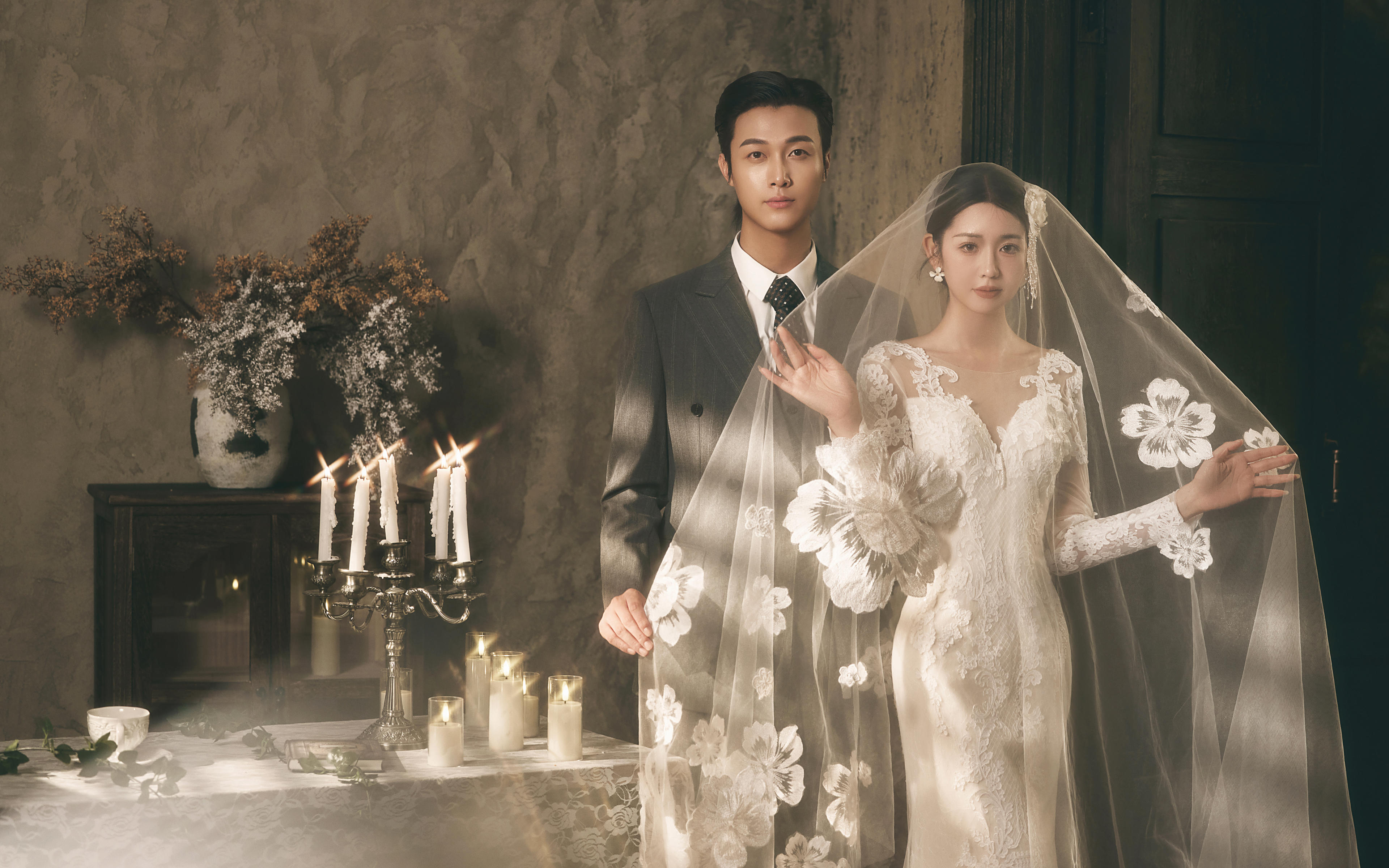 法式优雅内景婚纱照