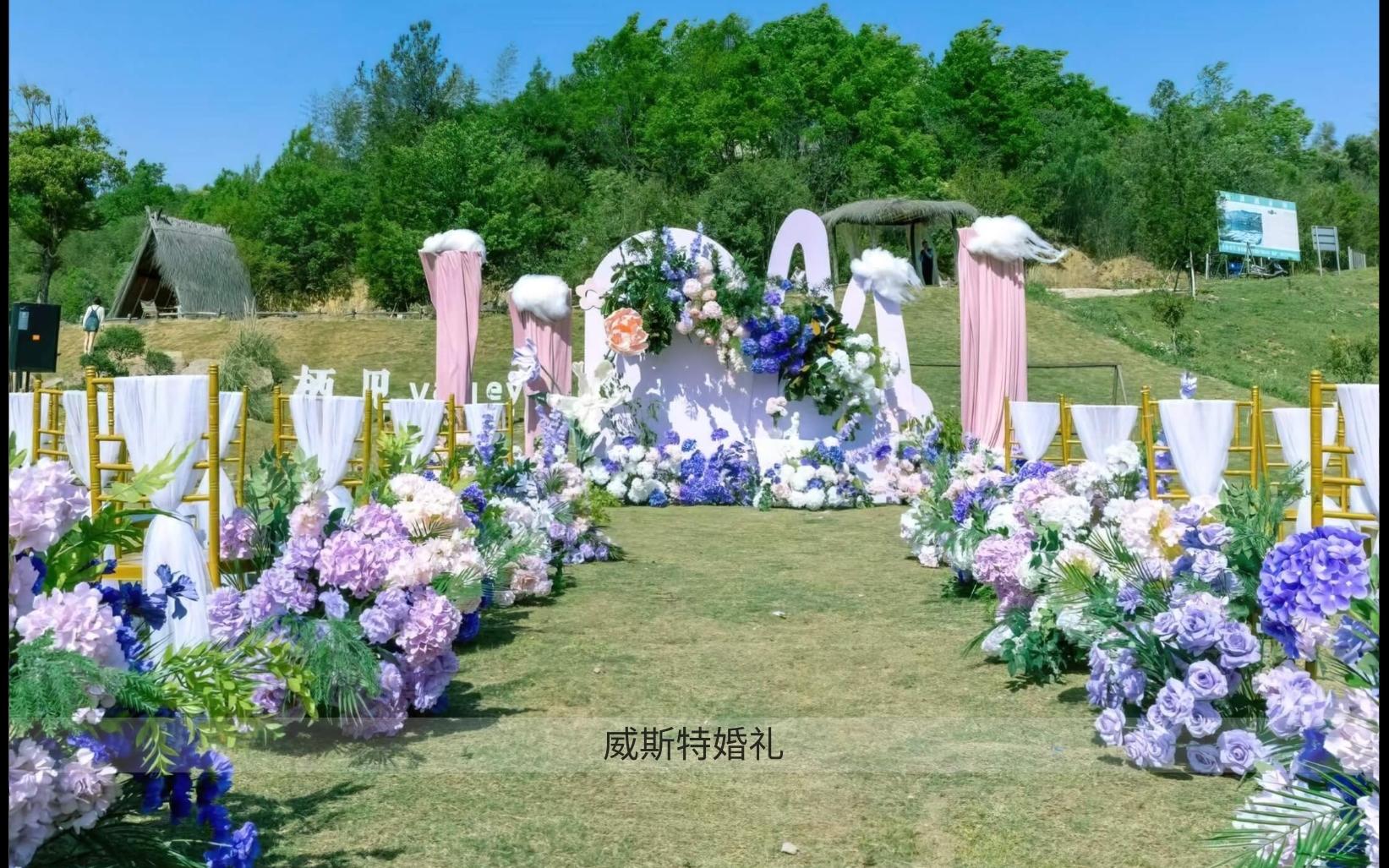 粉蓝色小清新草坪婚礼