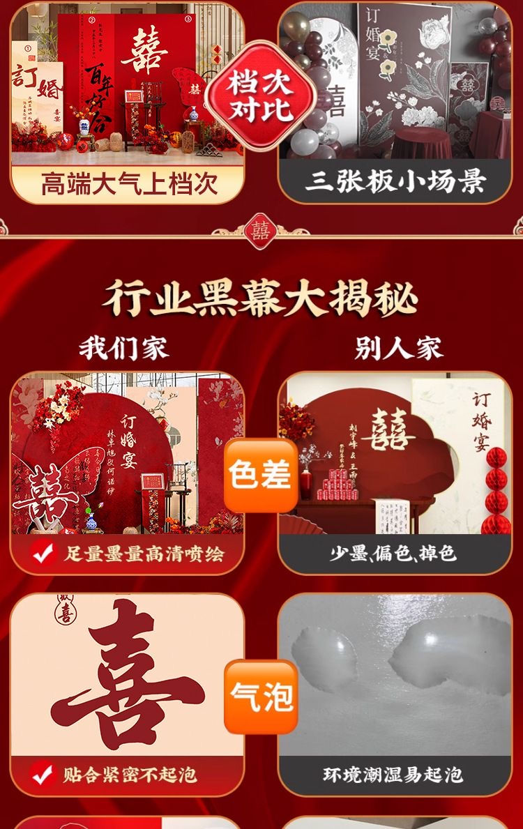 【順豐包郵】2025新中式訂婚宴布置裝飾訂婚kt板背景墻【定制不可退 定制商品約3天內(nèi)發(fā)貨】