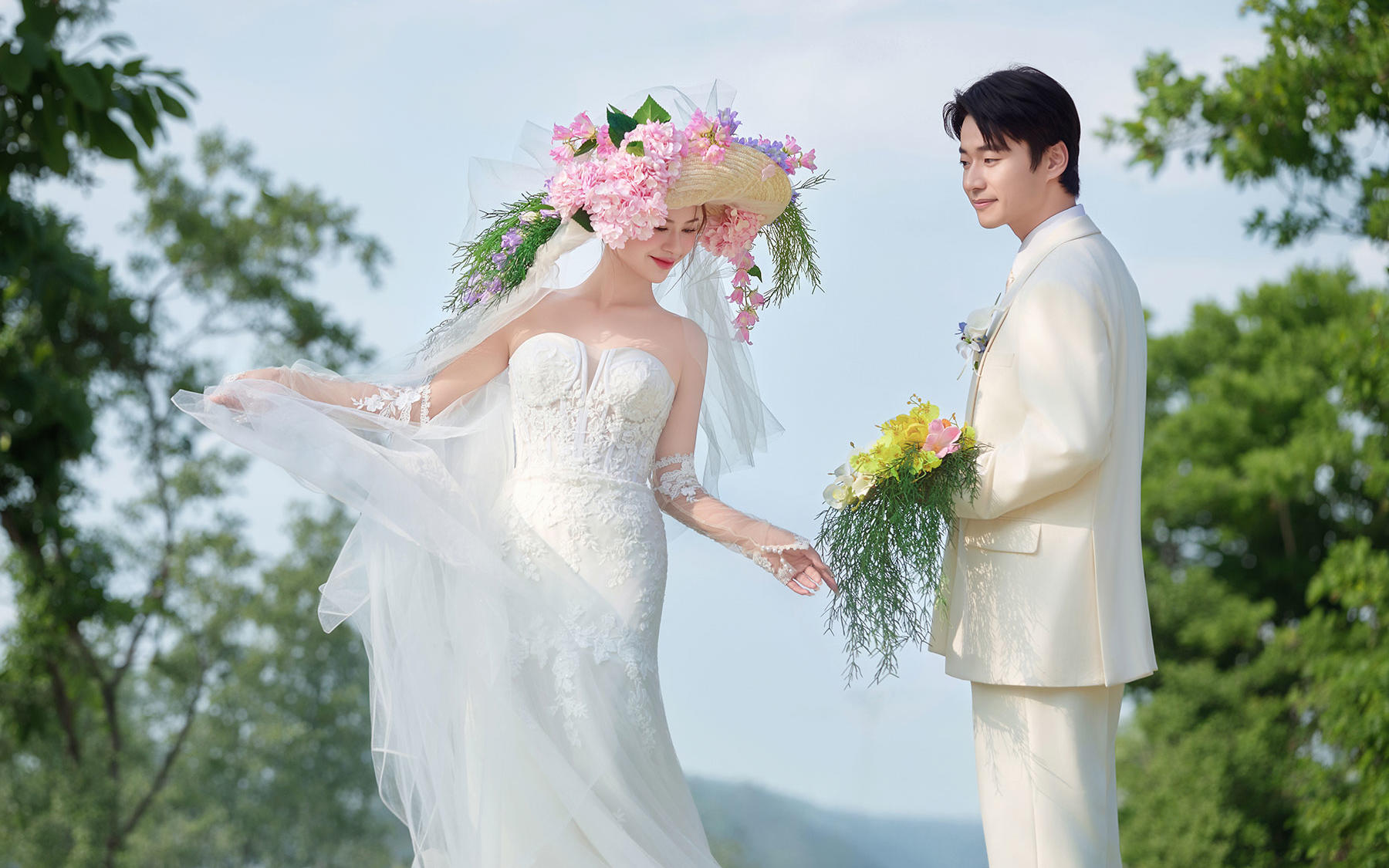 花帽纱裙撞进森系夏风里的甜💐