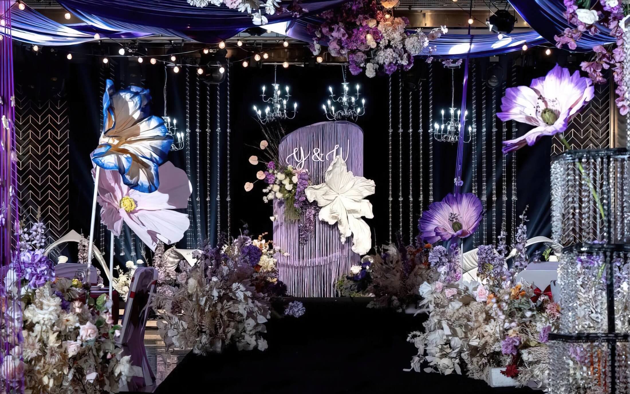MEMO美慕|浪漫紫色線簾水晶婚禮