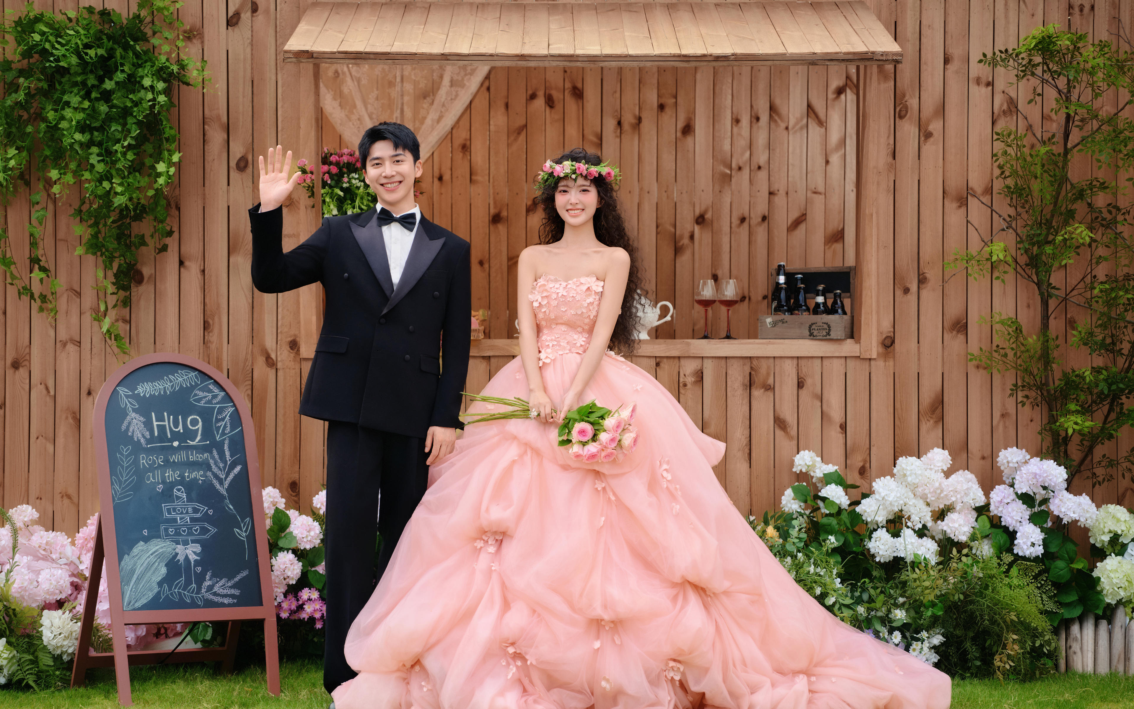 闯入森系童话🌿我的粉纱婚纱照甜到冒泡泡