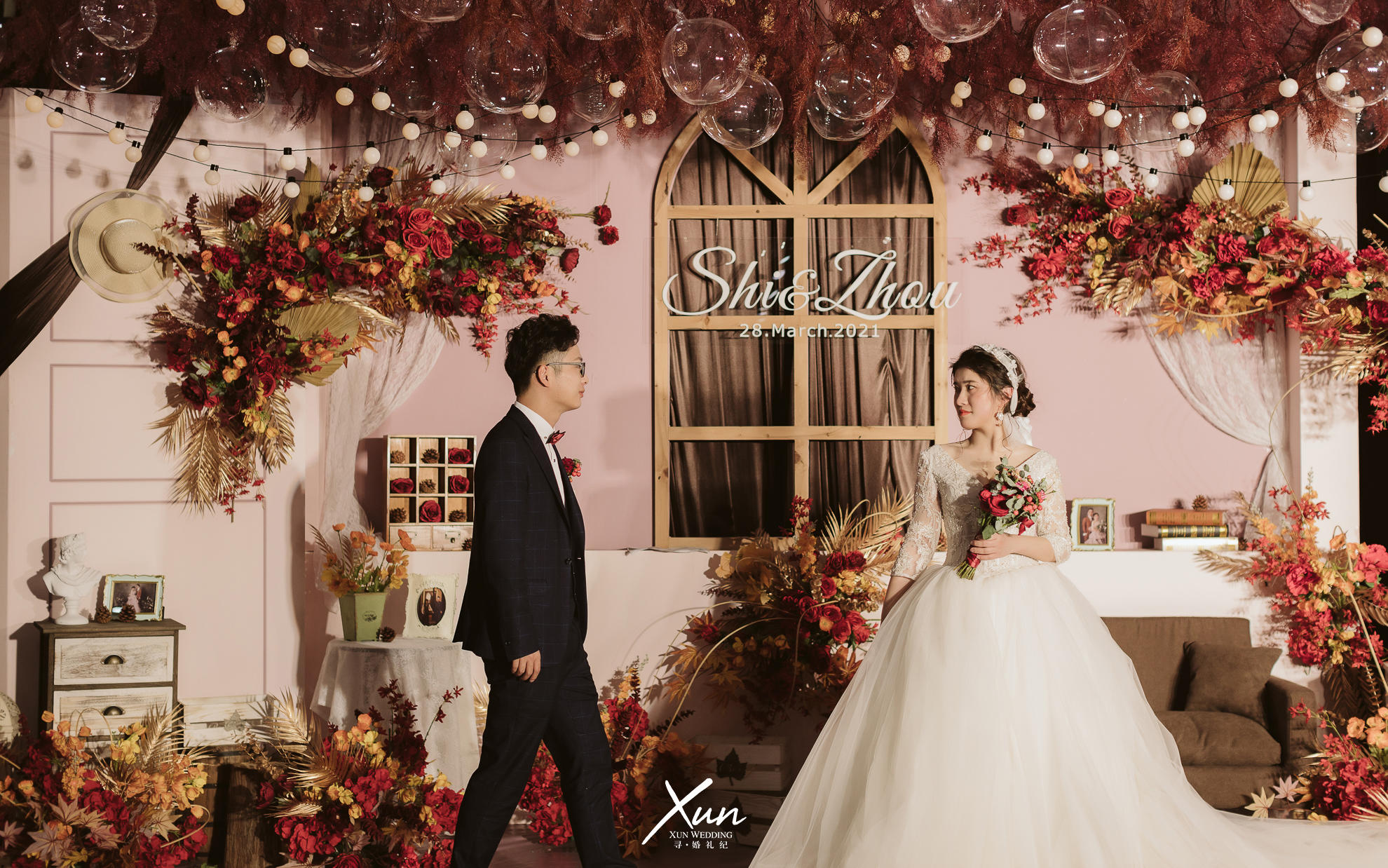 XUN WEDDING丨红色莫兰迪配色