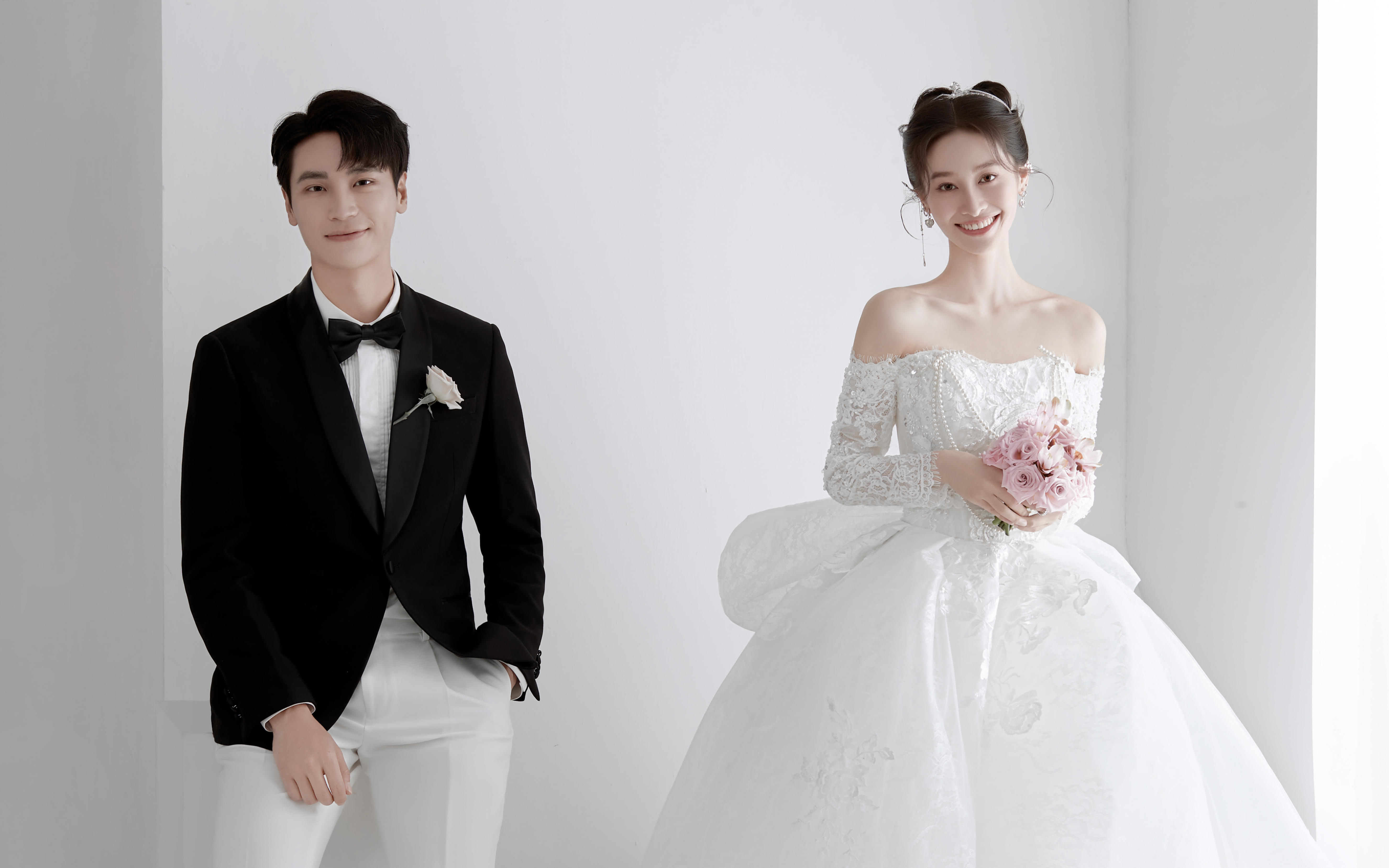 如白月光般干净清透的韩式极简婚纱照, 经典耐看.