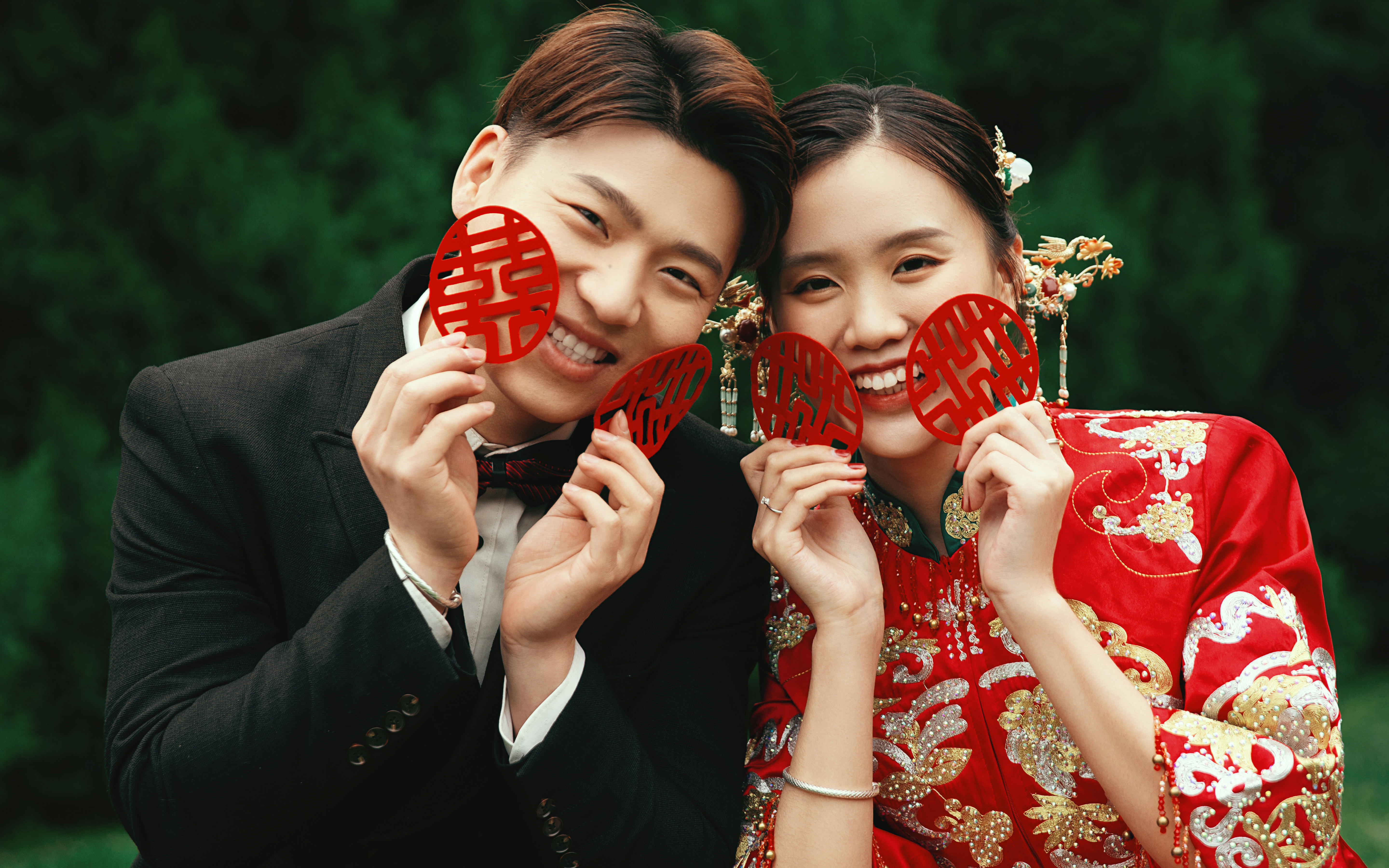中式森系 户外婚纱照