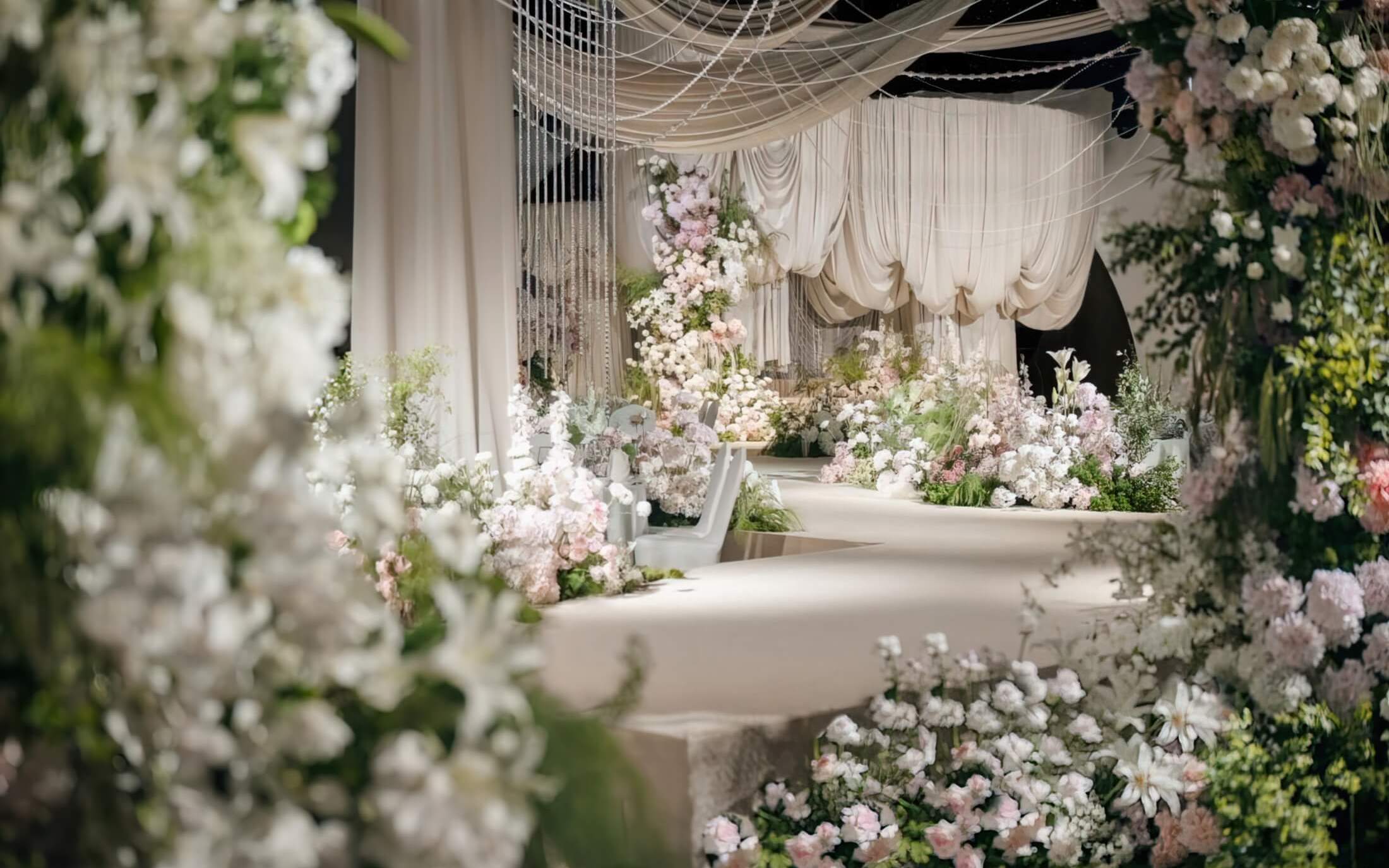 MEMO美慕|温柔韩式布幔香槟色婚礼