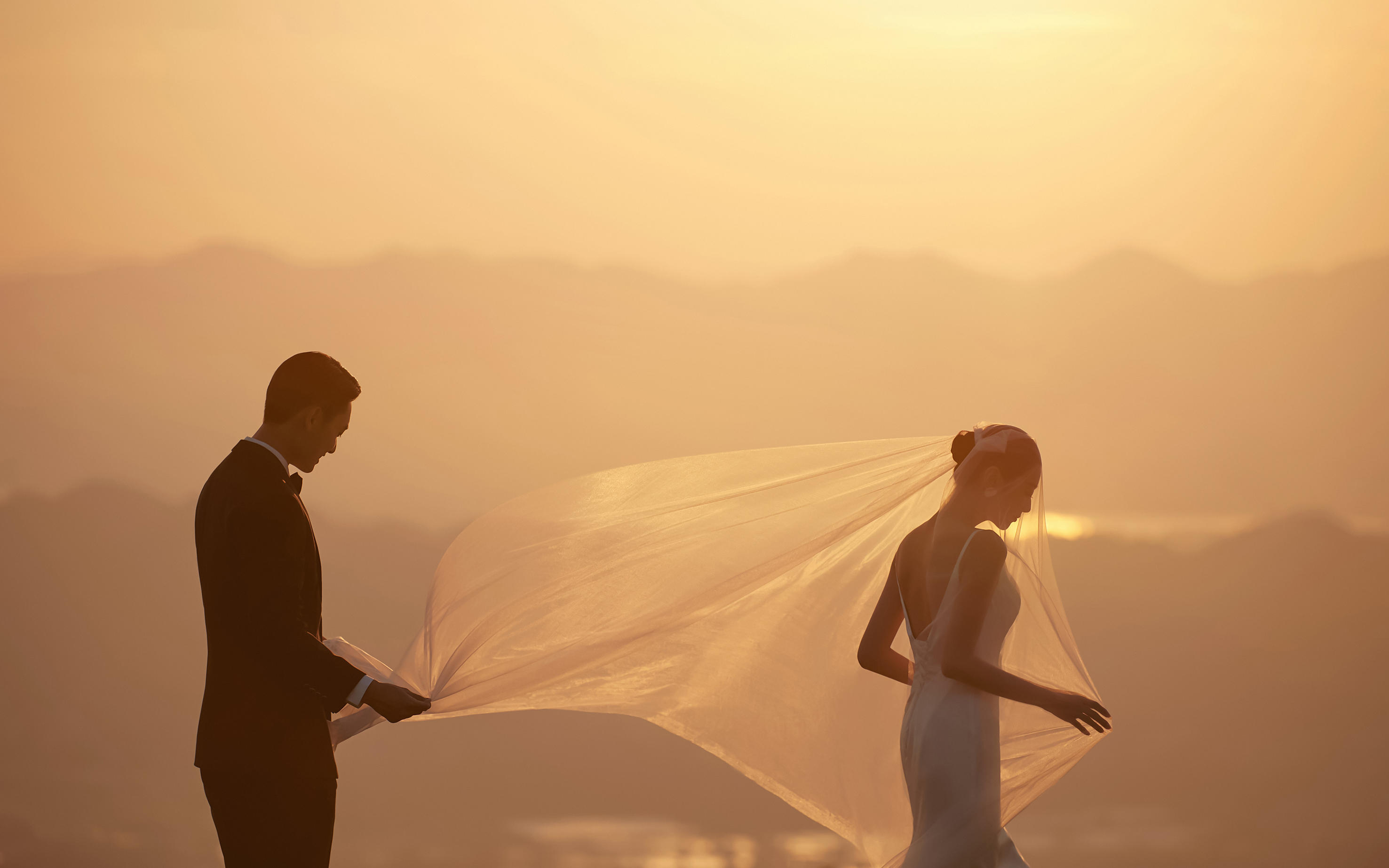 夕阳电影感婚纱照