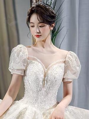 爱丽舍高定公主拖尾主婚纱