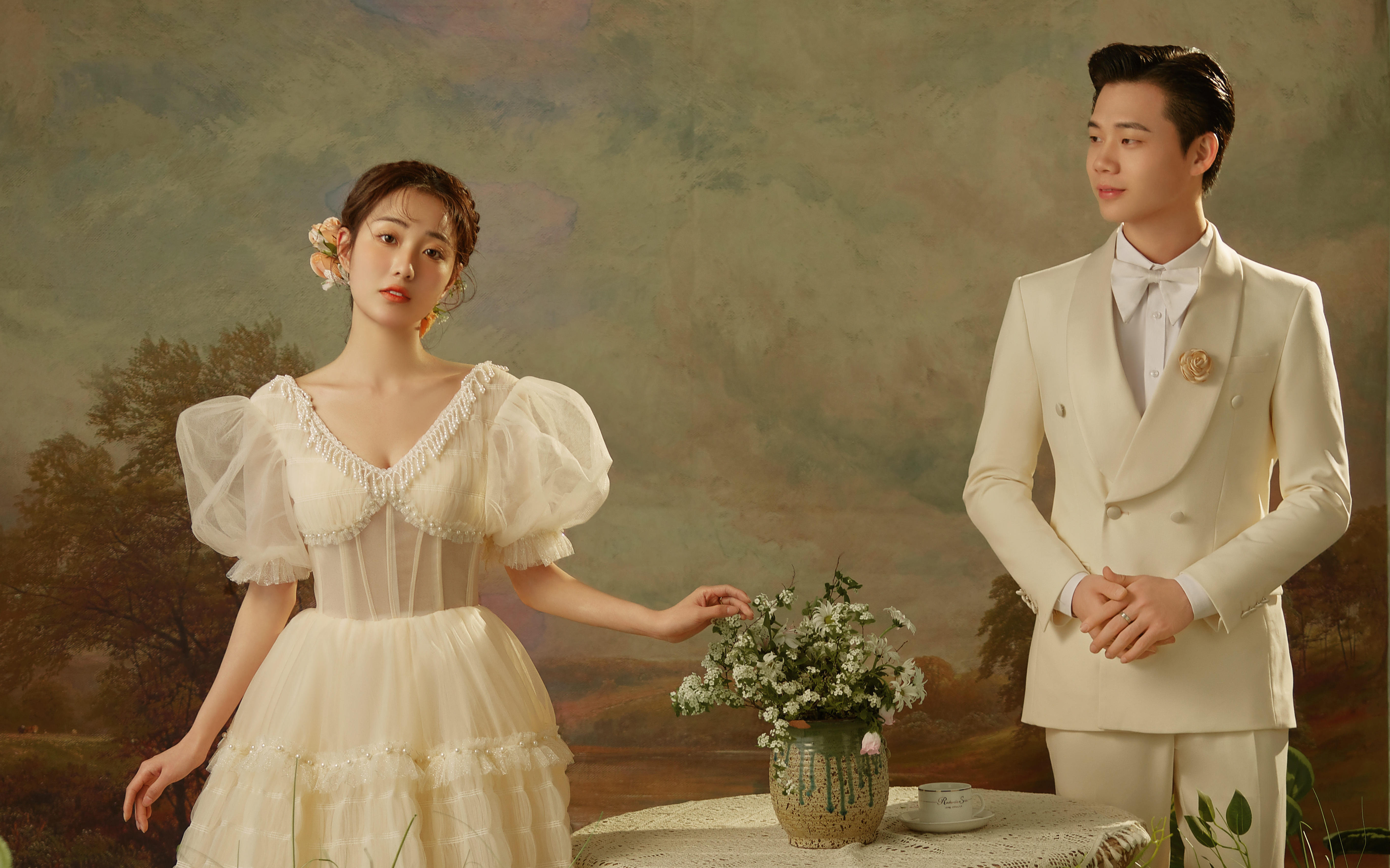 浪漫油畫(huà)室內(nèi)婚紗照