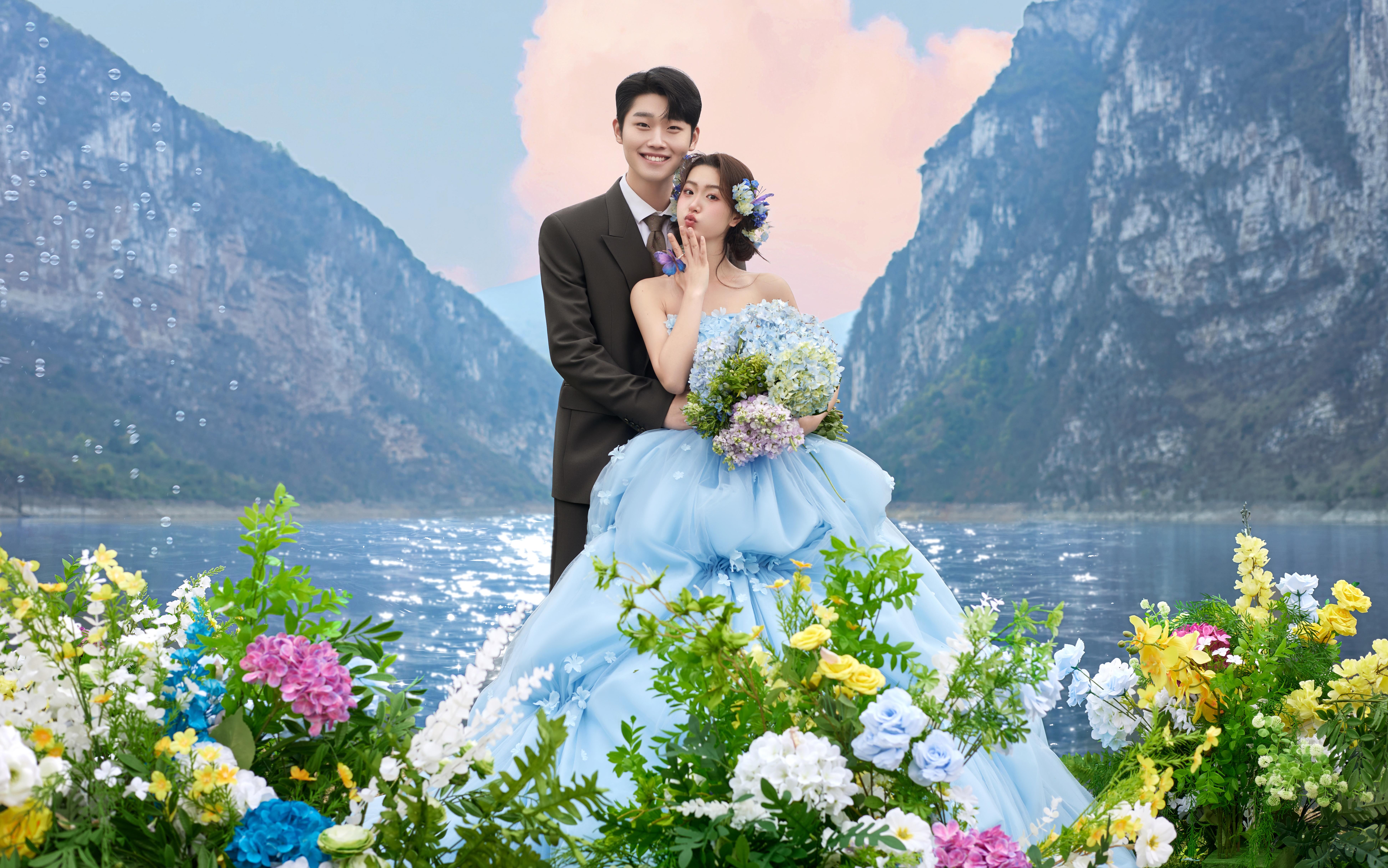 少女感up??這組海邊藍(lán)紗婚紗照美到心顫！