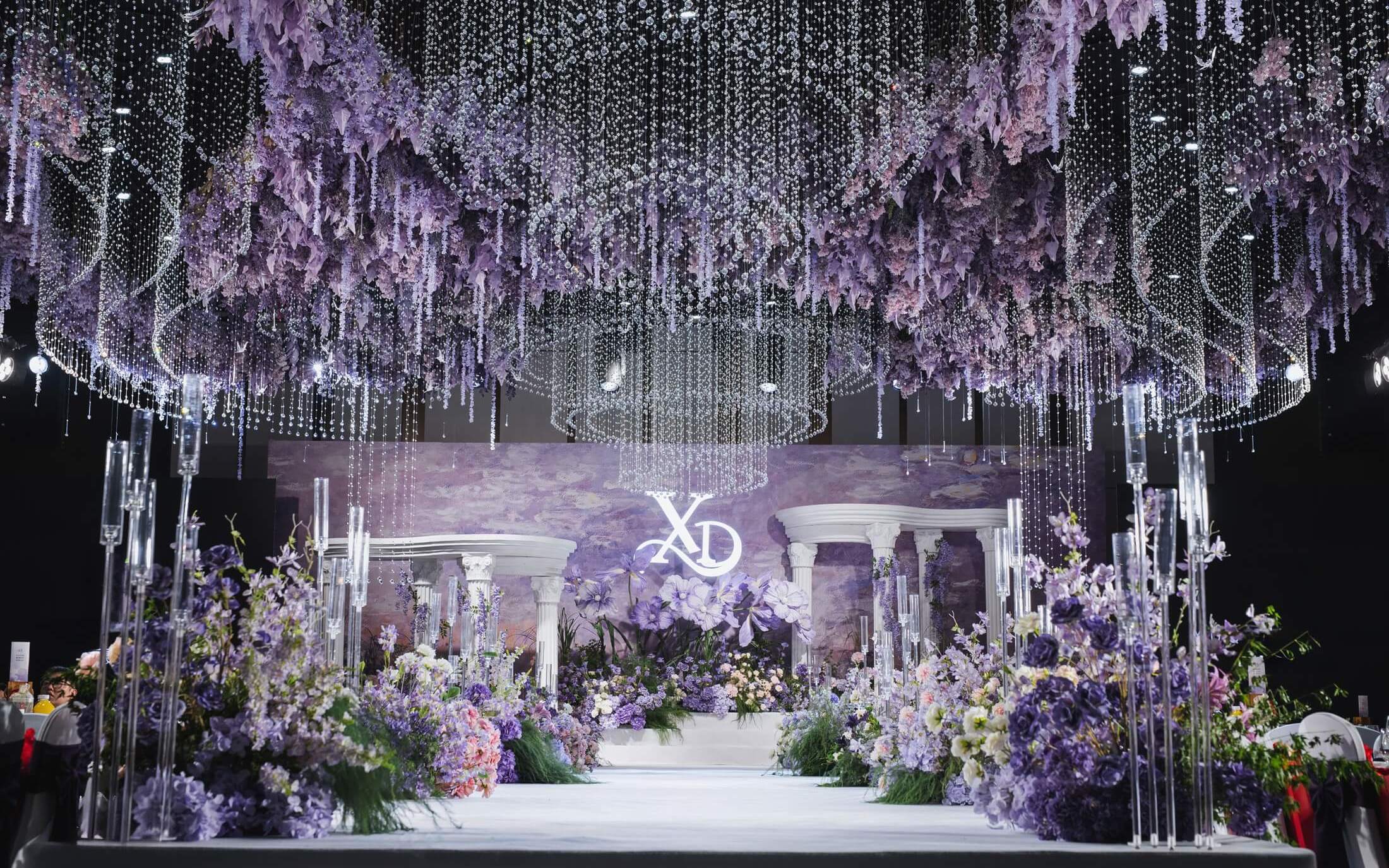 紫色系油画风莫奈花园婚礼