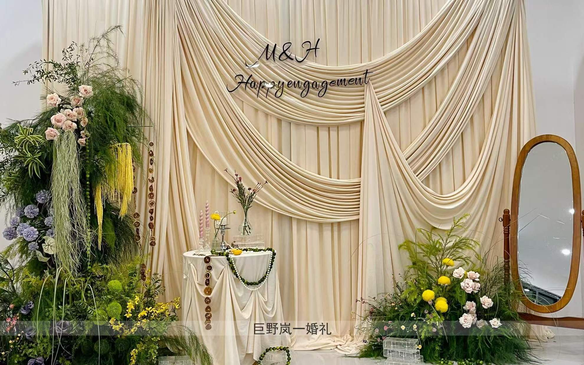 香檳白韓式森系布幔婚禮