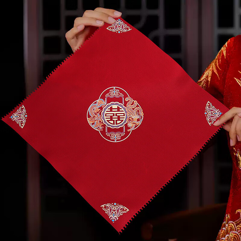 结婚红色手帕龙凤双喜手绢