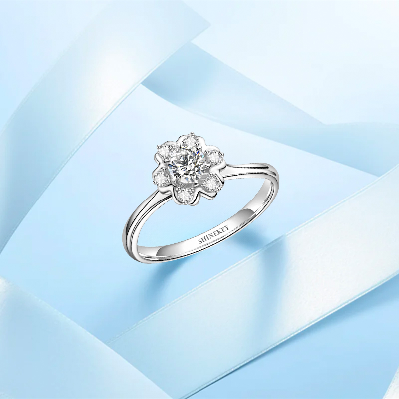 SHINEKEY 光钥 FlowerLove恋花 Pt950钻戒 精选D色克拉钻