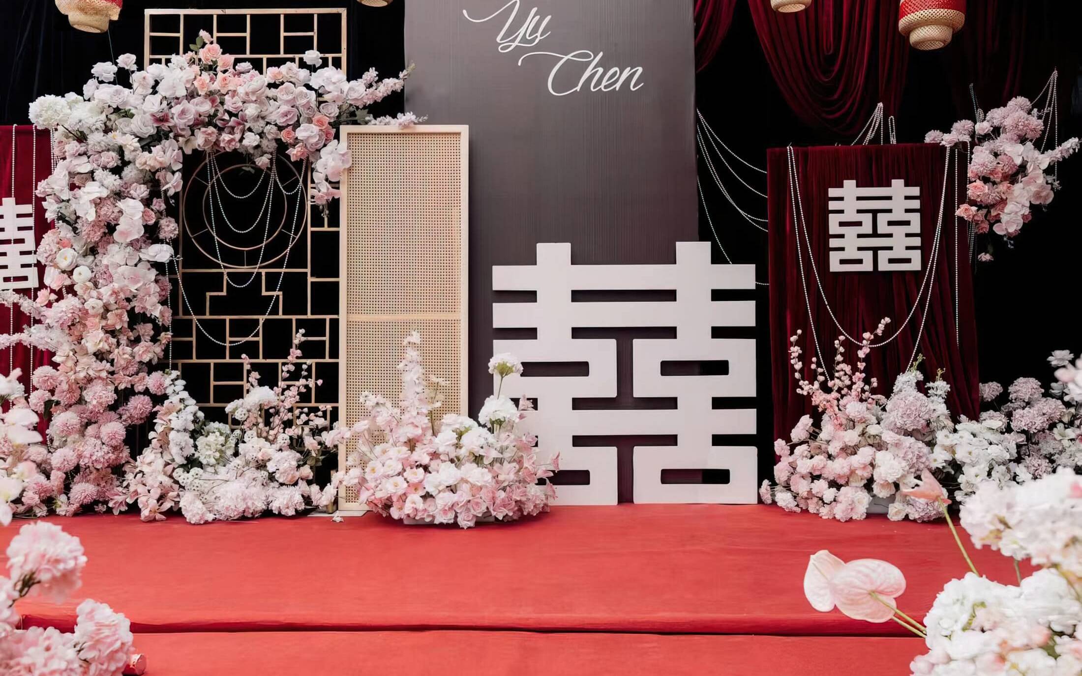 【金铂爵】红色庭院南洋风囍字婚礼